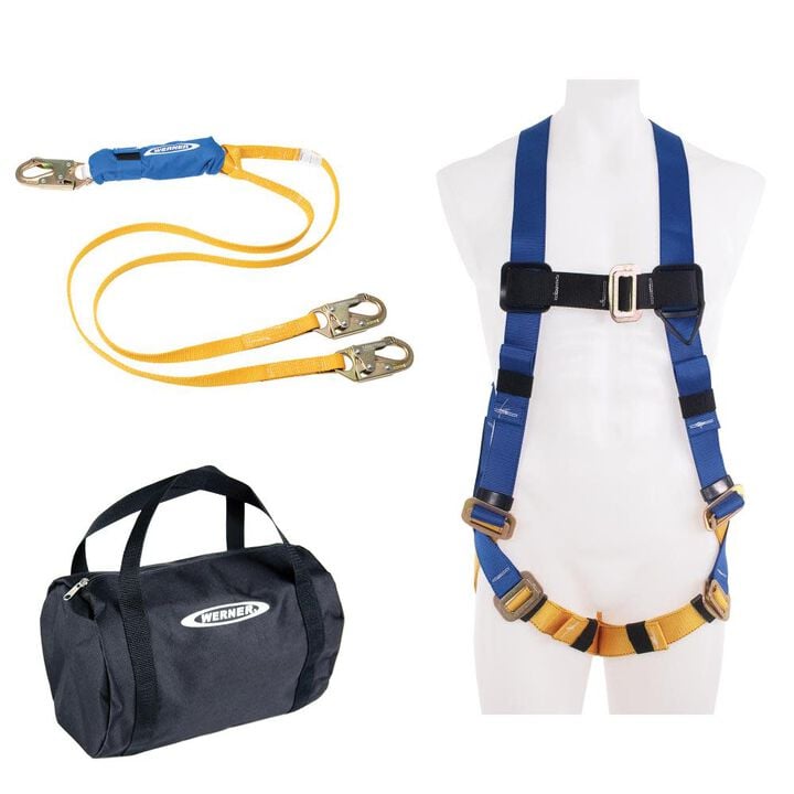 Werner Aerial Kit with BaseWear Std Harness 6ft DeCoil Dual Leg Lanyard, large image number 0