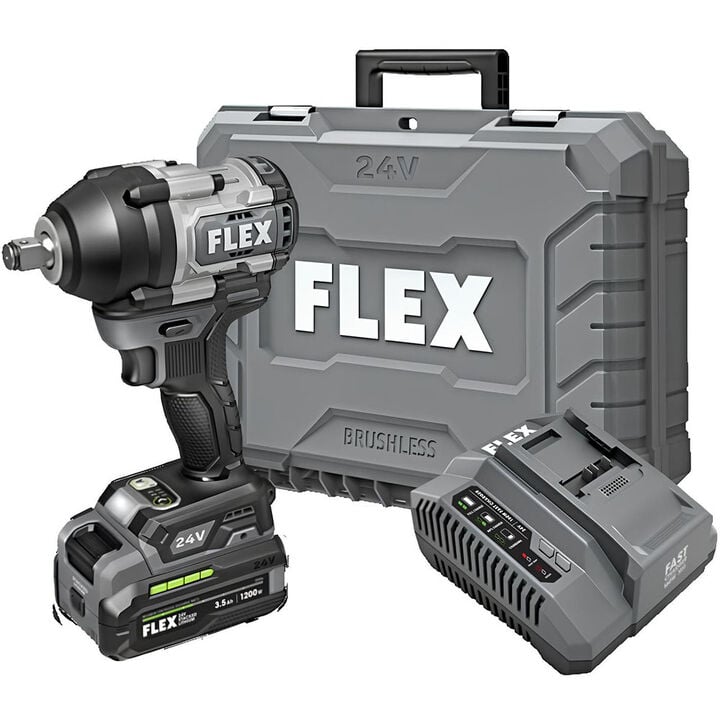 FLEX 24V Cordless 1/2 Inch Mid Torque Impact Wrench Stacked Lithium Kit