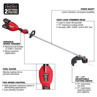 Milwaukee M18 FUEL 17 inch Dual Battery String Trimmer Kit, large image number 6