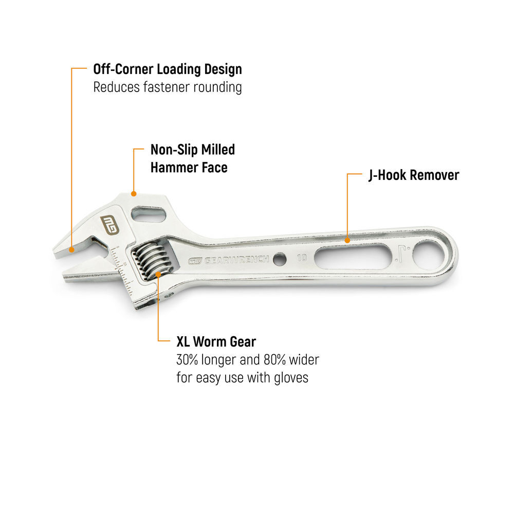 GEARWRENCH 10 Inch Lineman Adjustable Wrench, large image number 2
