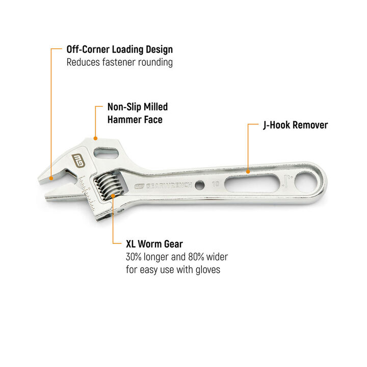 GEARWRENCH 10 Inch Lineman Adjustable Wrench, large image number 1