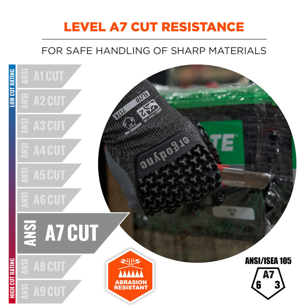 Ergodyne 7174 Coated A7 Cut-Resistant Impact Gloves Large Gray, large image number 3