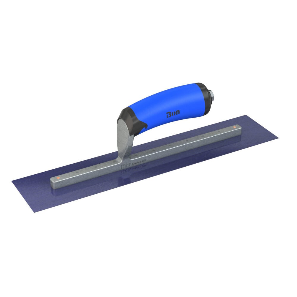 Bon Tool Finish Trowel Square Blue Steel 14 Inch x 3 Inch with Comfort Grip Handle, large image number 1