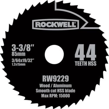 Rockwell 3-3/8-in 44-Tooth Continuous High-Speed Steel Circular Saw Blade, large image number 0