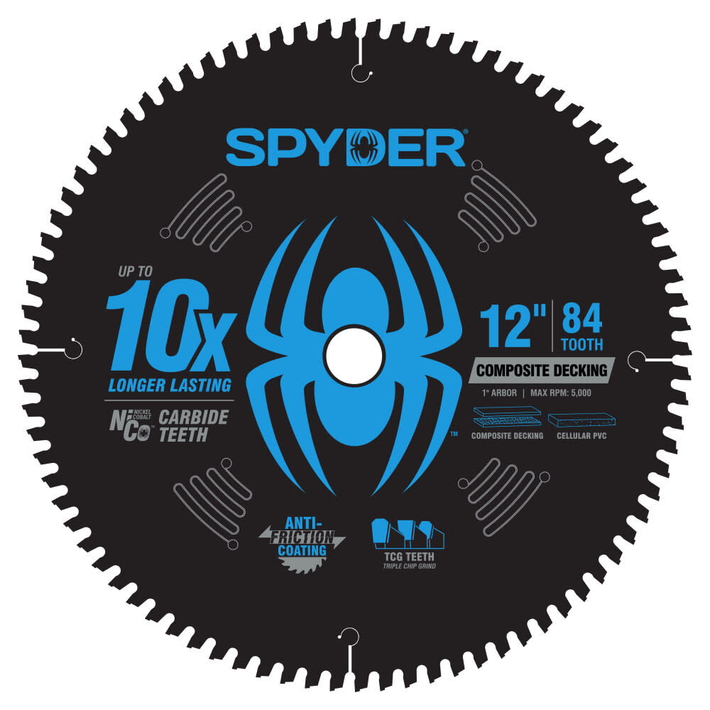 Spyder 12 Inch 84T Saw Blade for Composite Decking and Siding - 13102