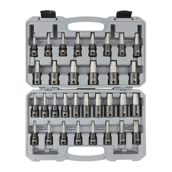 Tekton 1/2 Inch Hex/Torx Impact Bit Sockets, 1/4-3/4 in, 6-19 mm, T30-T70, large image number 0