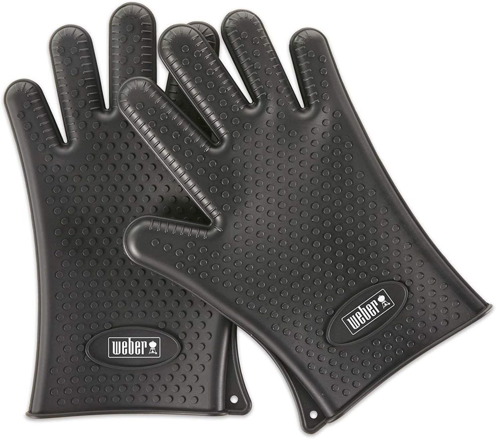 Weber Silicone Reusable Heat Resistant Grilling Gloves, Black, Large, large image number 2