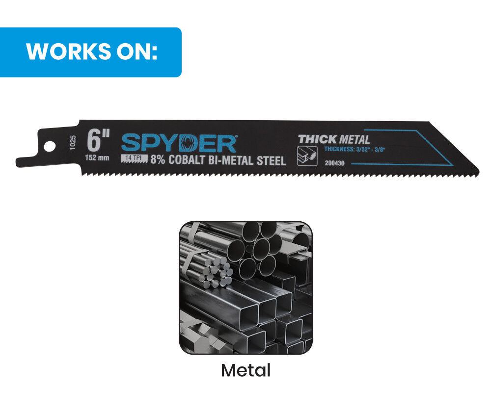 Spyder 6 Inch 14 TPI Metal Cutting Bi-Metal Thick Reciprocating Saw Blade, large image number 3