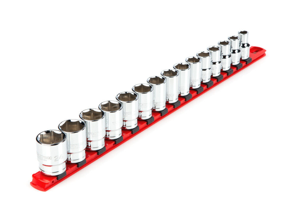 Tekton 1/2 Inch Drive 6 Point Socket Set with Rail, 15 Pieces (10-24 mm), large image number 2