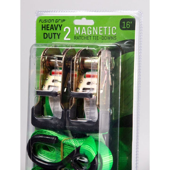 Fusion Grip Ratchet Strap with Magnetic Hook 2pk, 1 Inch x 16ft, large image number 1
