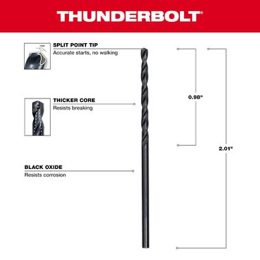 Milwaukee 5/64 in. Thunderbolt Black Oxide Drill Bit, large image number 2