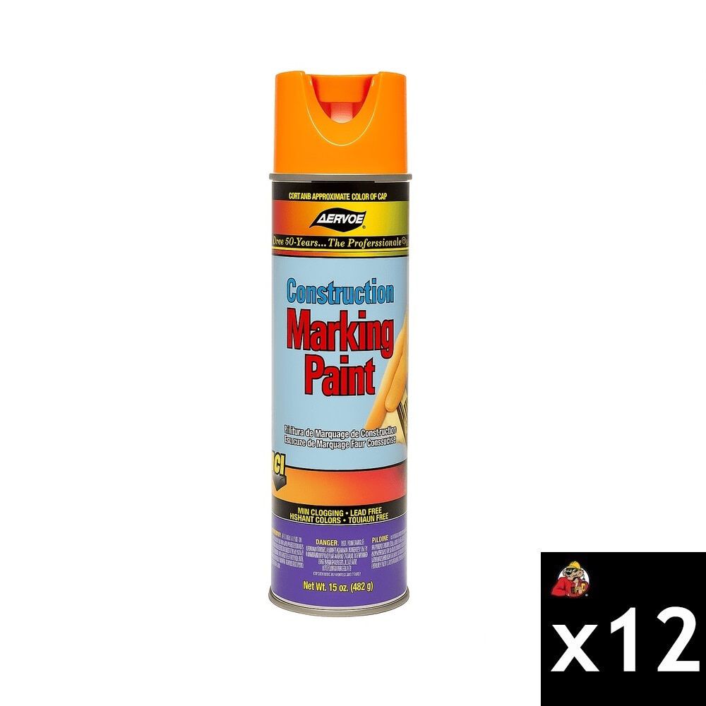 Aervoe 15 Oz Aerosol Orange Construction Marking Paint Bundle, 12 Pack – ATB000011475