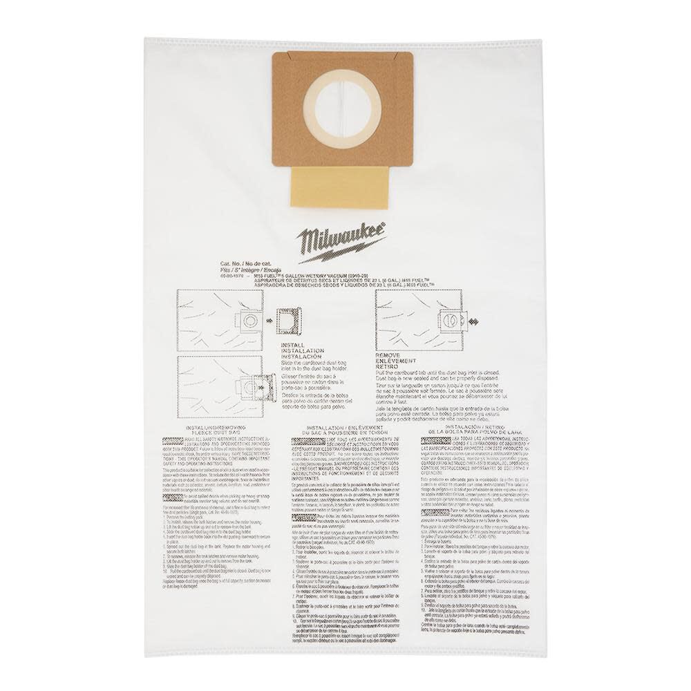 Milwaukee Fleece Dust Bags 6 Gallon 5pk, large image number 2