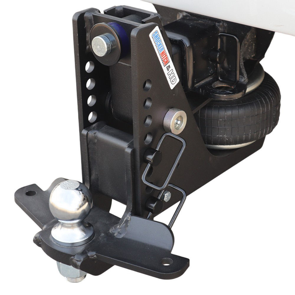 Shocker Hitch HD 20K Max Black 2.5 Inch Air Receiver Hitch & Drop Sway Bar Tab Ball Mount 2-5/16 Inch Hitch Balls, large image number 1