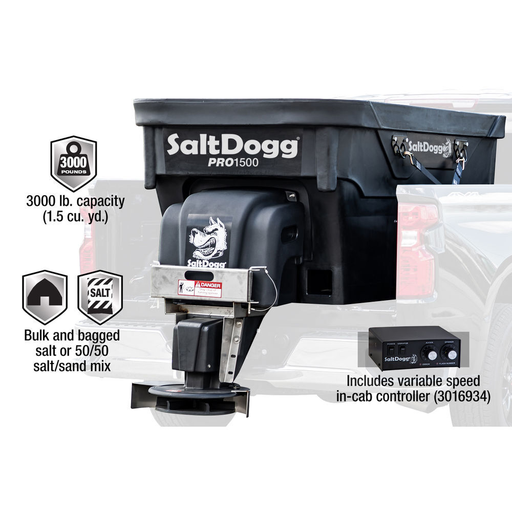 Buyers Products Company SaltDogg PRO1500 1.5 Cubic Yard Electric Poly Hopper Spreader with Auger, large image number 3
