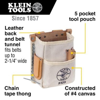 Klein Tools 5 Pocket Tool Pouch Canvas, large image number 1