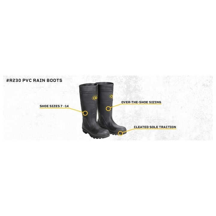 CLC PVC Over The Sock Mens Rainboot Size 11 Black, large image number 3