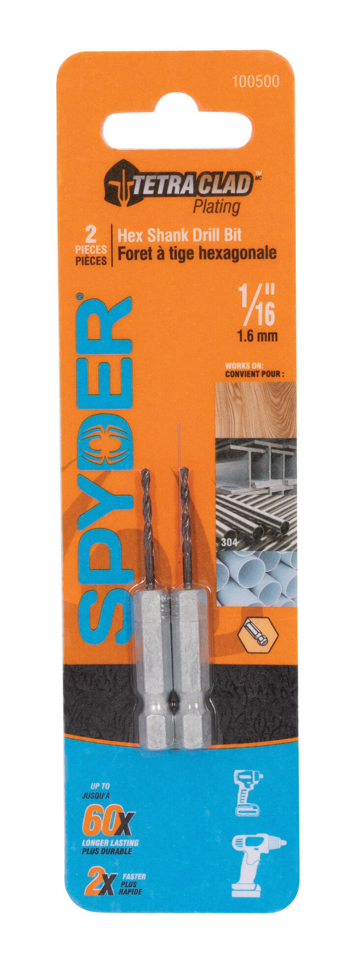 Spyder 1/16 Inch Hex Shank Drill Bit, TetraClad Coating, large image number 6