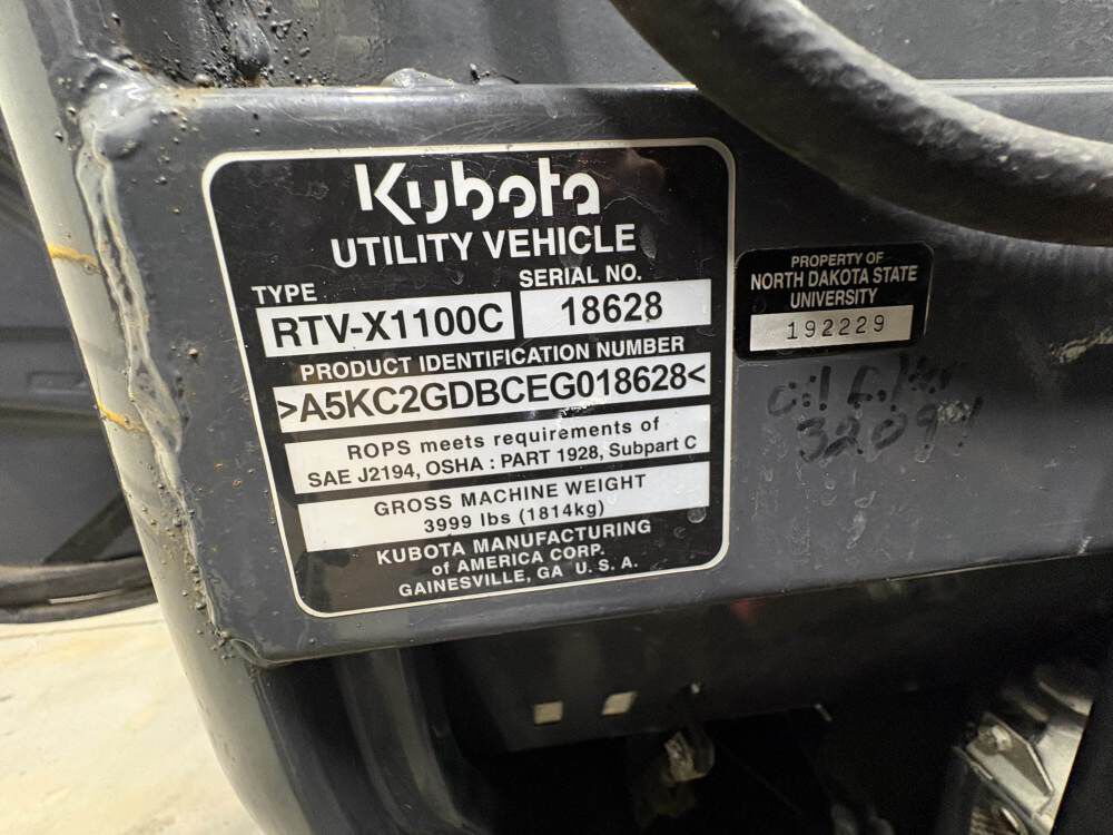 Kubota RTV-X1100CW-H 24.8HP Diesel Utility Vehicle Used 2015, large image number 14