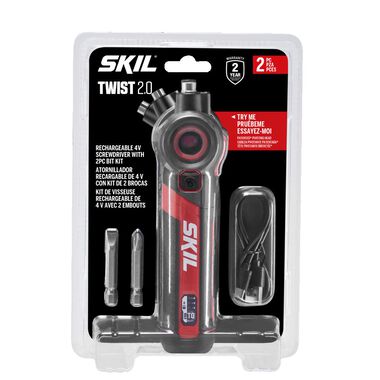 SKIL Twist 2.0 Rechargeable 4V Screwdriver with 2pc Bit Kit, large image number 0
