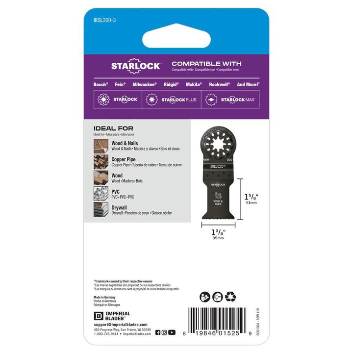 Imperial Blades Starlock 1 3/8in Standard Wood & Nails Blade 3pc, large image number 4