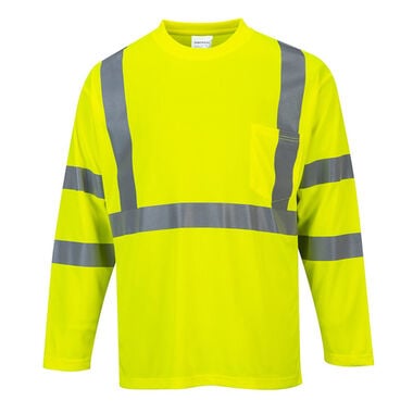 Portwest Yellow Hi-Vis Long Sleeved T-Shirt - Small