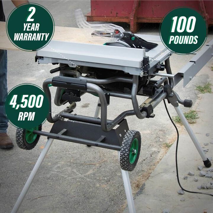 Metabo HPT 10in Jobsite Table Saw with Fold Roll Stand, large image number 2