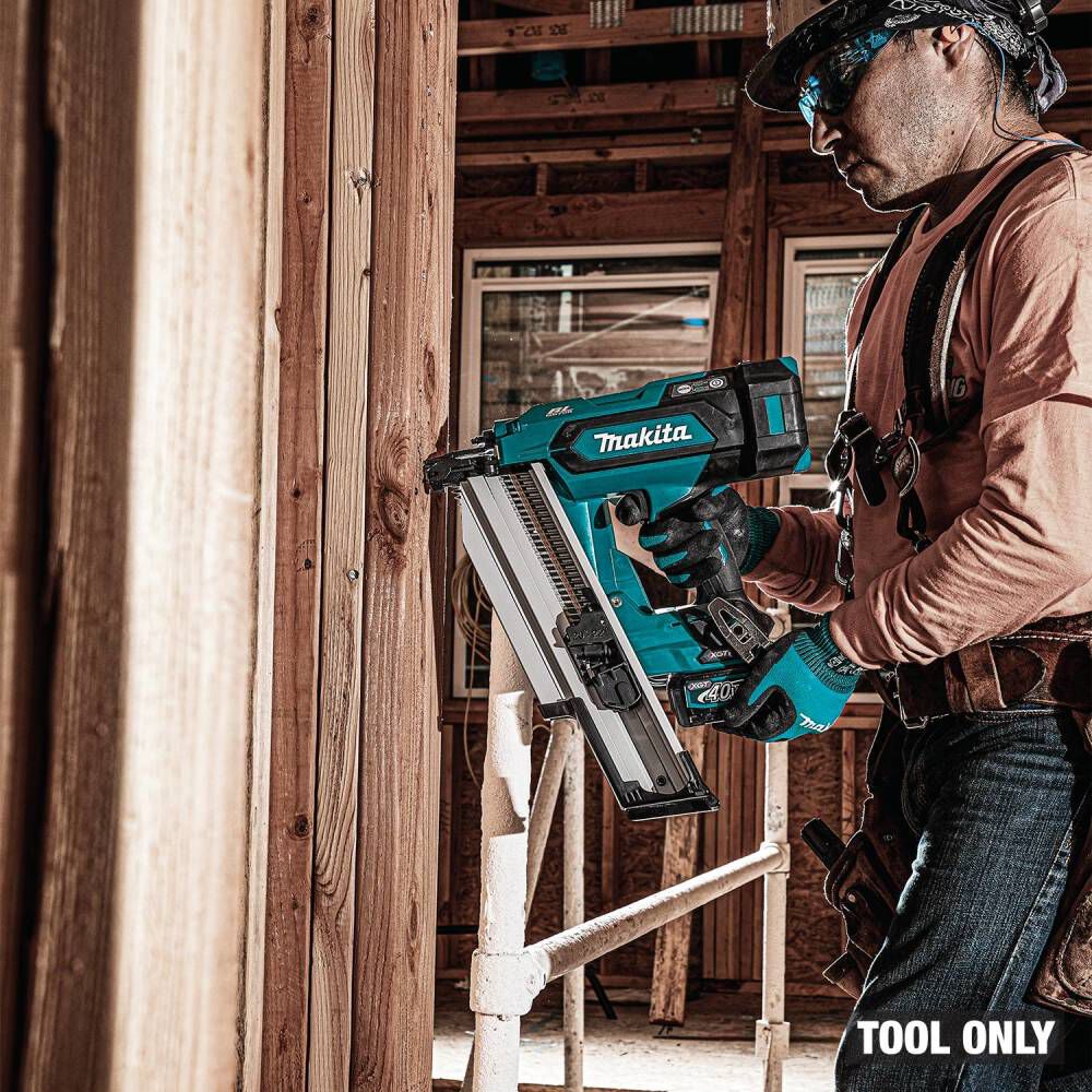 Makita 40V Max XGT Brushless Cordless 21 Degree Full Round Head 3-1/2 Inch Framing Nailer (Bare Tool) & Proud-Setting Nose Adapter Bundle, large image number 16