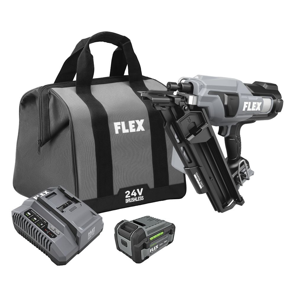 FLEX 24V Brushless 30 Degree Framing Nailer Kit, large image number 3