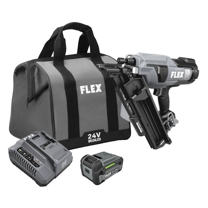 FLEX 24V Brushless 30 Degree Framing Nailer Kit, large image number 2