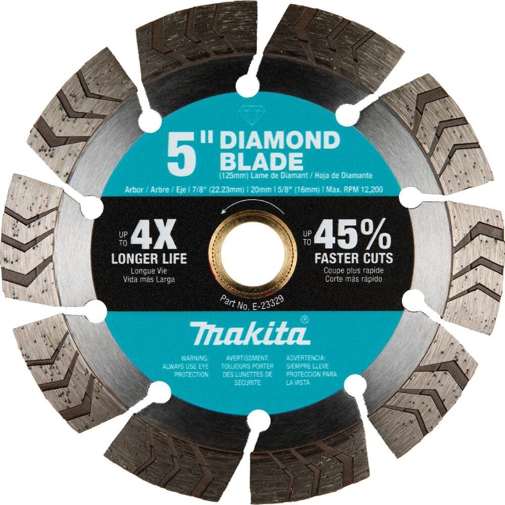 Makita 5 Inch Segmented Turbo Rim Diamond Blade for Concrete and Brick – E-23329