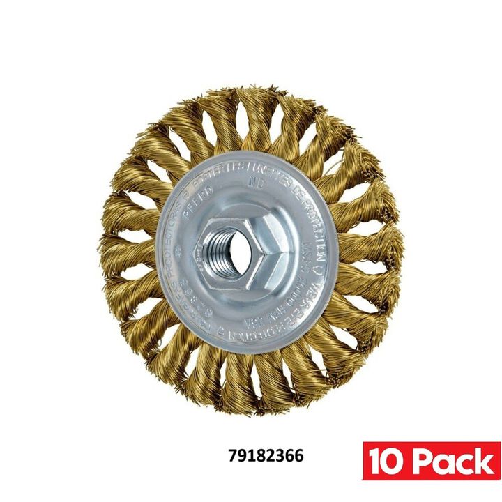 Pferd 4 Inch, 0.014 Inch Brass Twist Knot Wire Wheel Brush Bundle, 10 Pieces, large image number 1