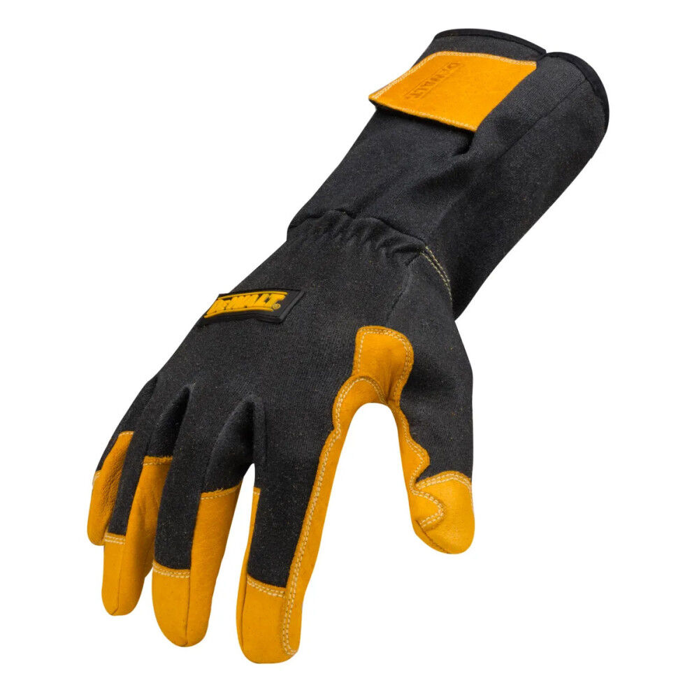 DEWALT Welding Gloves Large Black/Yellow Premium Leather TIG, large image number 1