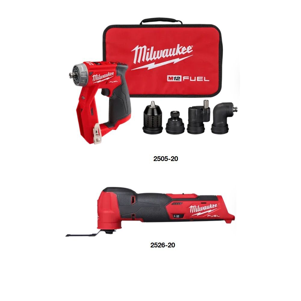 Milwaukee M12 FUEL Installation Drill Driver Oscillating Multi Tool Bundle MIL000011348 Acme Tools