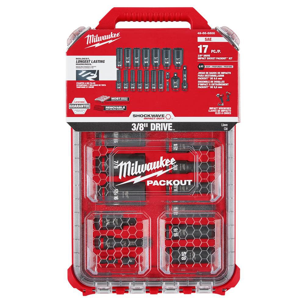 Milwaukee Shockwave Impact Duty Socket 3 8 Dr 17pc Sae Packout Set 49 66 6800 - Image 10