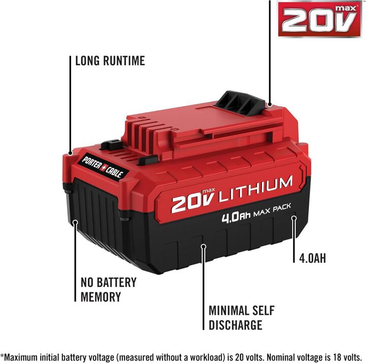 Porter Cable 20V Max 20V 4Ah Lithium Ion Power Tool Battery Pack (2 Pack), large image number 1