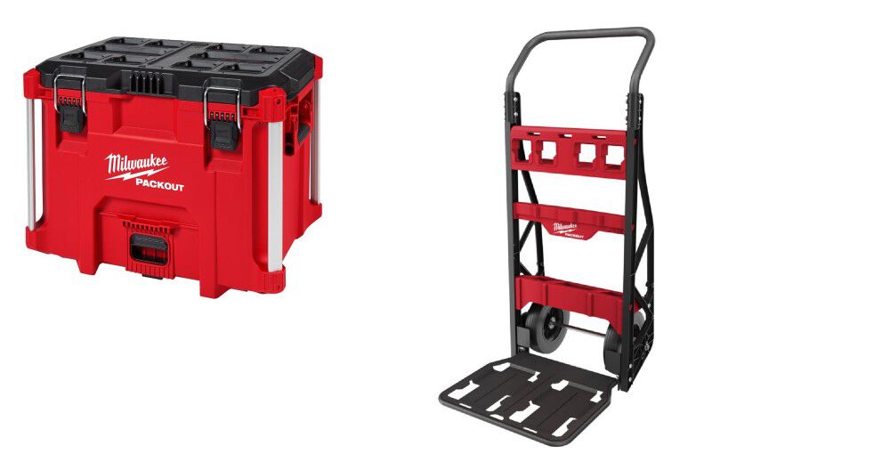 Milwaukee PACKOUT XL Tool Box and 2 Wheel Cart Bundle 48-22