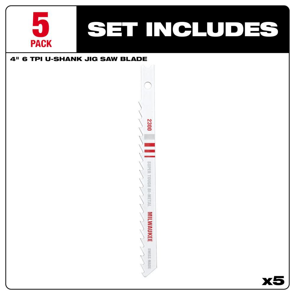 Milwaukee 4 in. 6 TPI Bi-Metal Jig Saw Blades 5PK, large image number 3