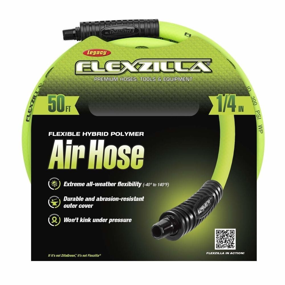 Flexzilla Air Hose 1/4in x 50' ZillaGreen with 1/4in MNPT ends, large image number 2