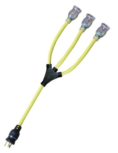 Voltec 2 ft. 12/3 STW Yellow w Adapter NEMA L5-20P L5-20