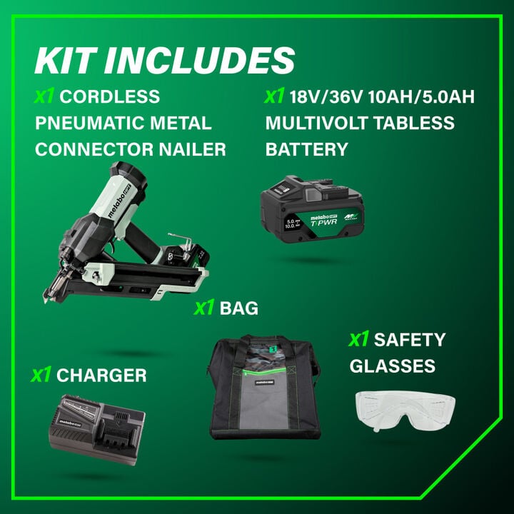 Metabo HPT Cordless Pneumatic 18V Metal Connector Nailer Kit, large image number 8