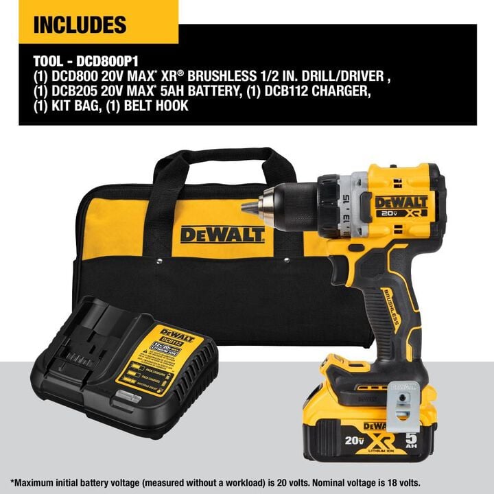 DEWALT 20V XR Compact Drill Driver Kit & Elite Series 100pc Drill Driver Set, large image number 3