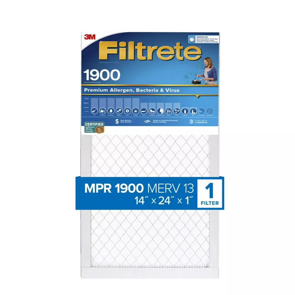 3M Filtrete 14 x 24 x 1-Inch 1900 MPR MERV 13 Allergen Defense Furnace Air Filter, large image number 2