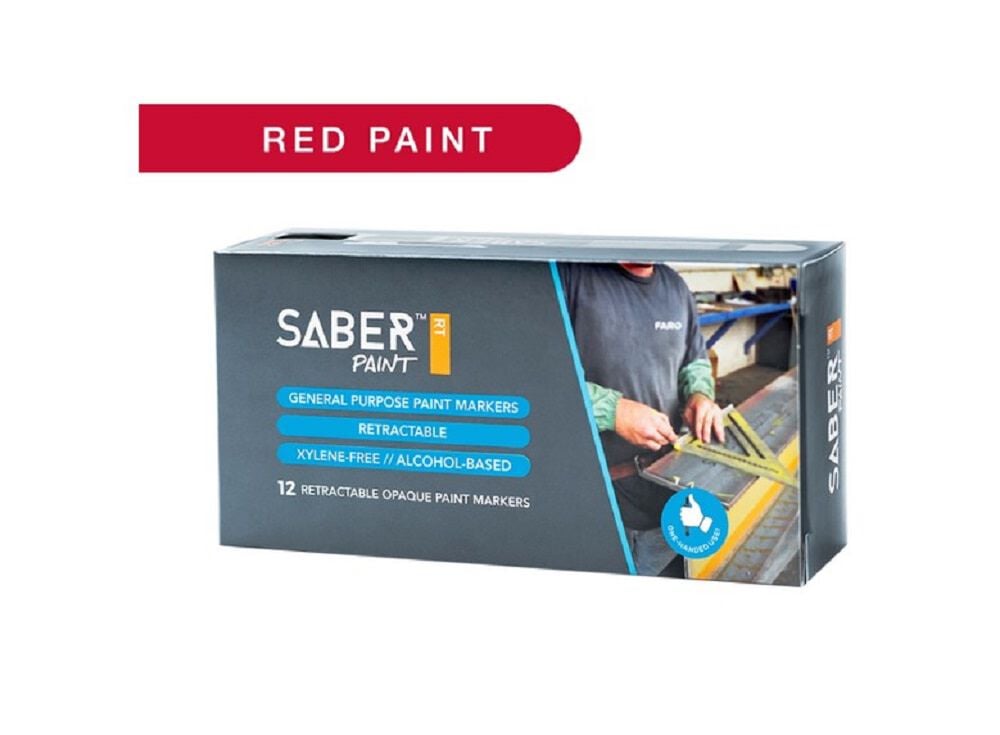 FARO Saber Retractable Paint Marker, Red, 12 Pack, large image number 1