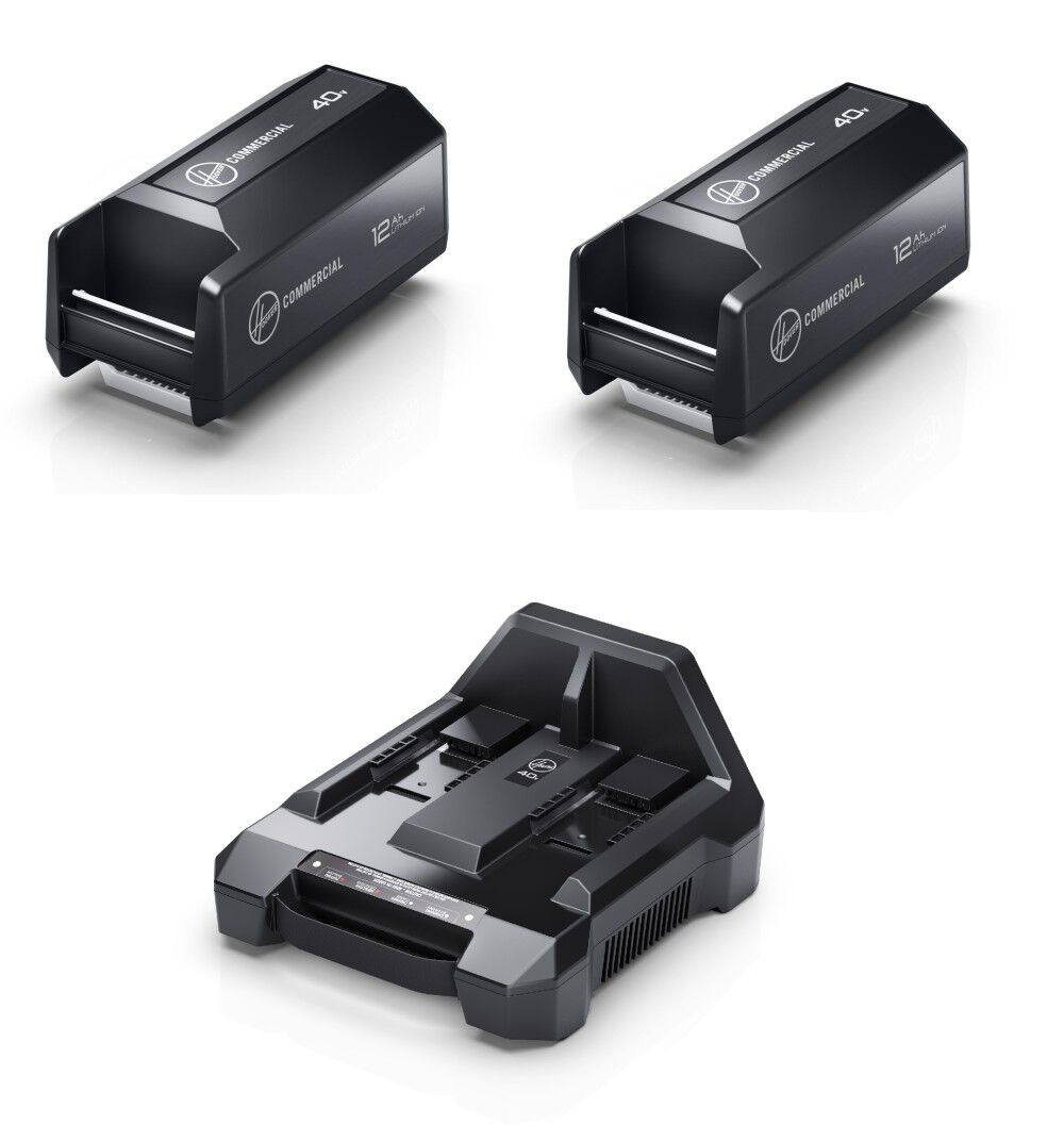 Hoover Commercial Vacuum 40V 12Ah Battery 2pk & Dual Bay Charger Bundle, large image number 1