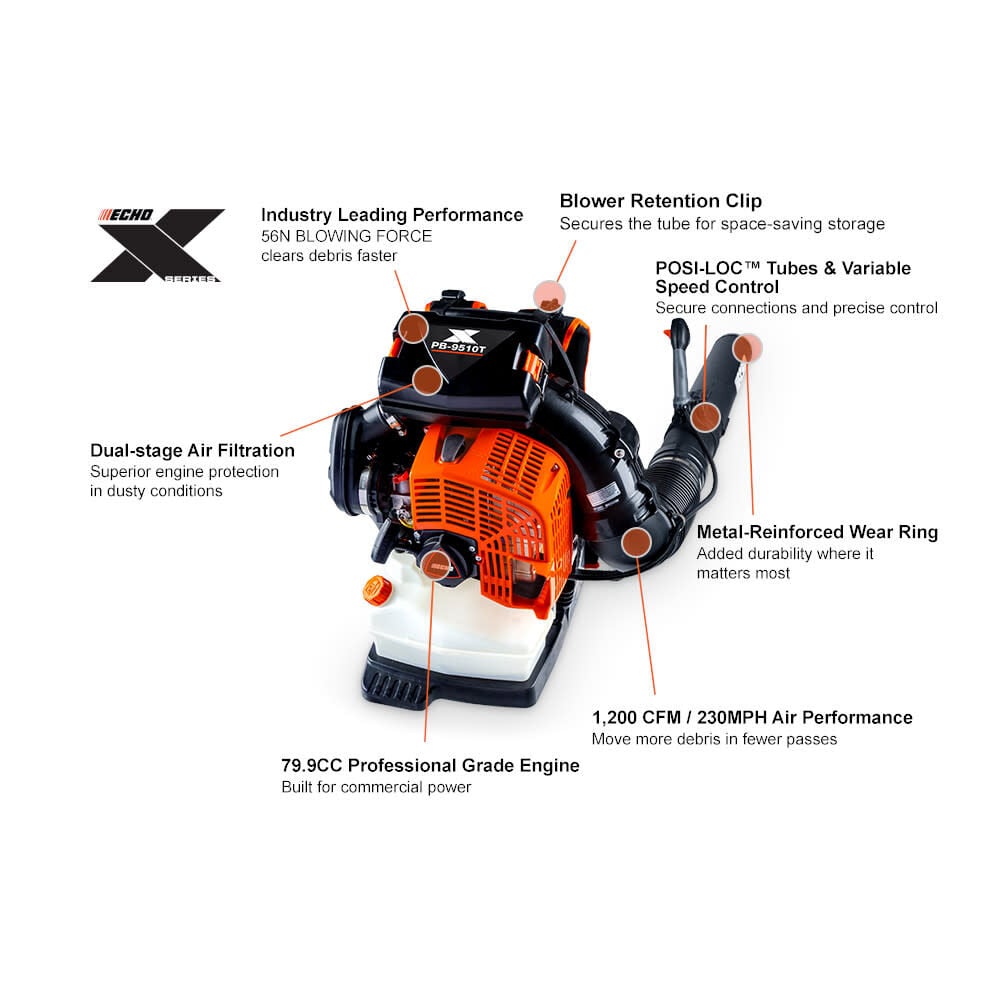 Echo X Series Tube-Mounted Throttle Backpack Blower 79.9 cc, large image number 2