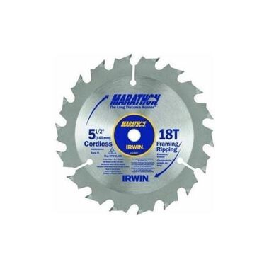 Irwin 5-1/2 In. 18T MARATHON Thin Kerf Carded Circular Saw Blade, large image number 0