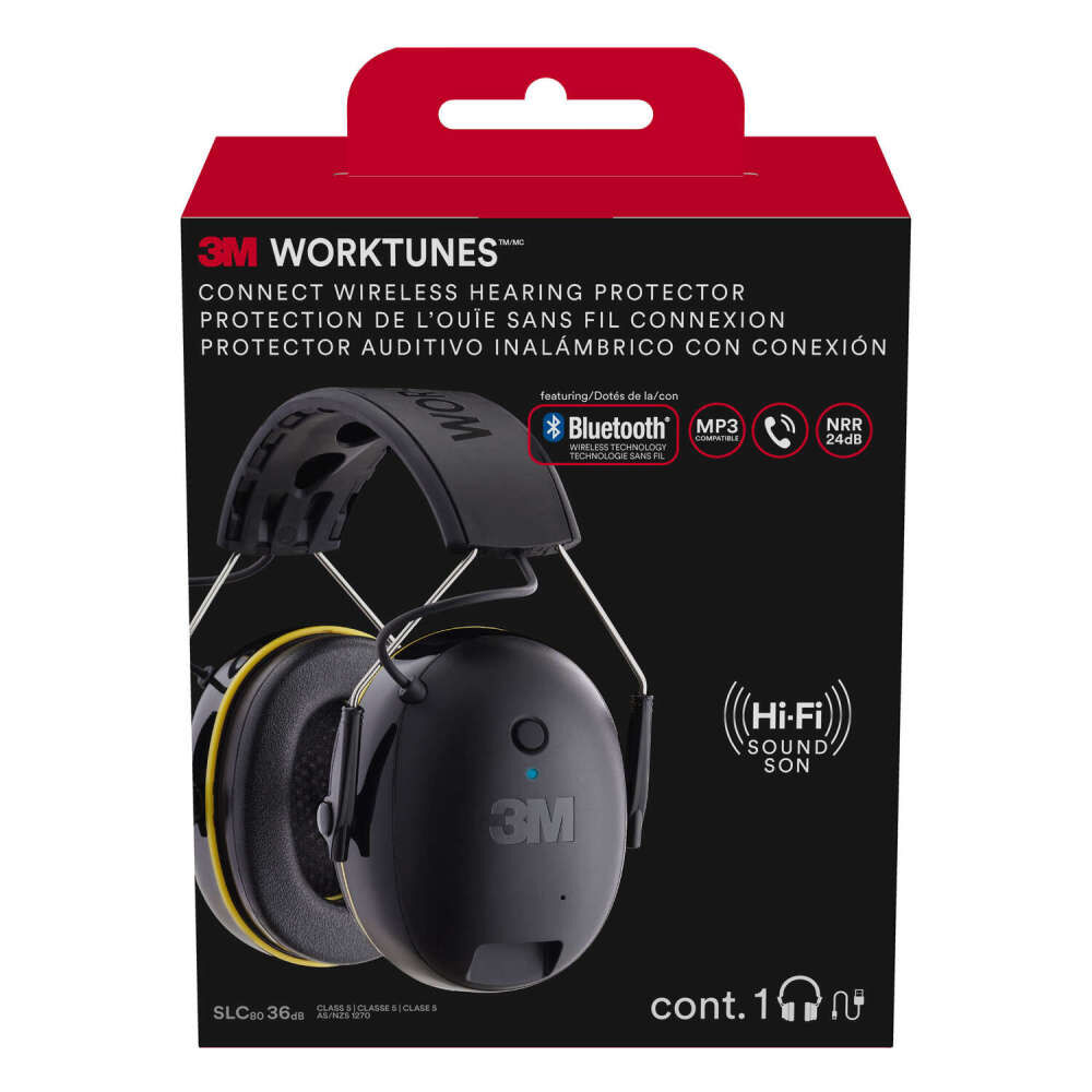 3M WorkTunes 24 dB Gray Wireless Hearing Protector Earmuff 1 Pair