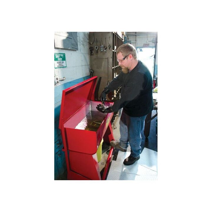 Justrite 22 Gallon Red Steel Floor-Standing Self-Close Cover Rinse Tank, large image number 2