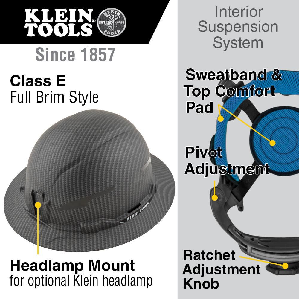 Klein Tools KARBN Hard Hat Full Brim Class E 60345 - Acme Tools